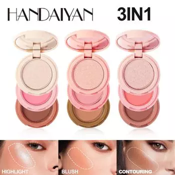 Палитра хайлайтеров Matte Pearlite Glitter Face Brightener Blush 3-в-1 Многофункциональная палетка для макияжа лица 01#