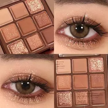 Палитра теней для век MGL Chocolate Earth Tone: Девять цветов, блестящий финиш, доступная косметика для студентов. Eyeshadow Palette
