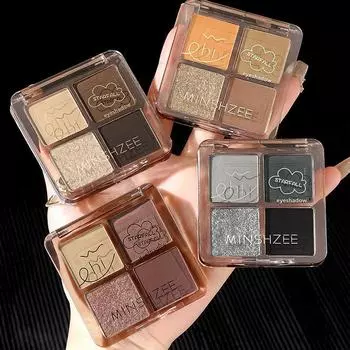 Палитра теней для век Mingxizhi Earth Tones 4 цвета: Матовый, перламутровый, дымчатый, портативный контуринг для начинающих женщин. 01# Peach Sweet Tea персиковый