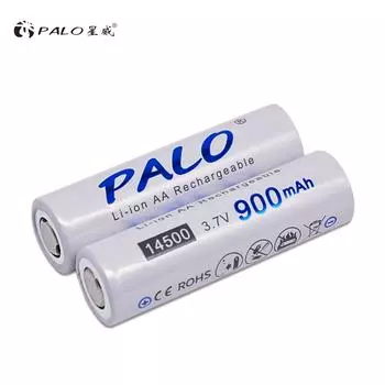 PALO 2 шт. 3,7 В 900 мАч 14500 Литий-ионная аккумуляторная батарея AA белый