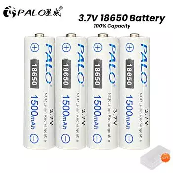 PALO 4-12 шт. 3,7 В 1500 мАч 18650 литий-ионный аккумулятор 18650 литиевая аккумуляторная батарея с заостренной головкой для фонарика белый