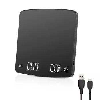 Palumma Coffee Scale Портативные электронные цифровые кухонные весы с таймером USB-перезаряжаемый сенсорный экран большой размер светодиодный