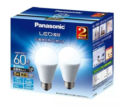 Panasonic LED base diameter equivalent to 60W daylight equivalent general wide light distribution 2 compatible with closed appliances LDA7DGEW2T bulb,