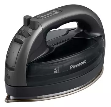 Panasonic последняя модель Panasonic беспроводной паровой утюг W с головкой из нержавеющей стали x никелевого покрытия дезинфицирующий спокойный черный Karuru [2023 Cordless] NI-WL708-K