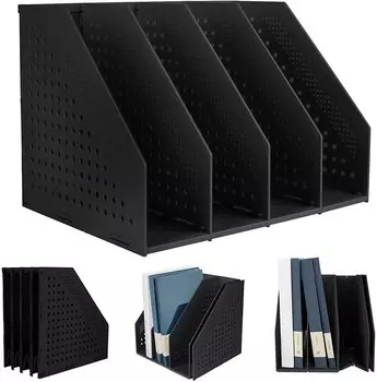 Panavage File Box Bookstand Candle Storage Office Supplies Настольная полка для офисных принадлежностей Складная настольная полка для хранения документов 4 яруса темно-серого цвета
