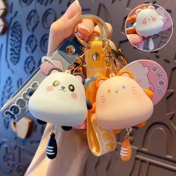 Panda Cute Cat Keyring Double-Sided Hamster Pendant Lovely Siamese Cat Keychain Gifts Siamese Cat