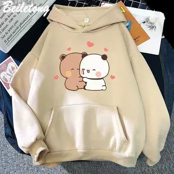 Панда медведь милый мультфильм плюс размер толстовка Bubu Dudu Kawaii одежда для мужчин женщин пары свитшоты Harajuku для девочек и мальчиков теплый пуловер M