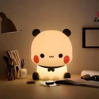 Panda Pat Led Night Light Bubu And Dudu Cute Animal Cartoon Lamp for Kids Bedside Bedroom Living Room Decorative Kawaii Bear Gi light yellow