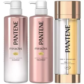 Pantene Miracles Serum Crystal Smooth Шампунь/Лечение/Масло 500 мл+500 г+42 г(21г+21г) [Покупка набора]