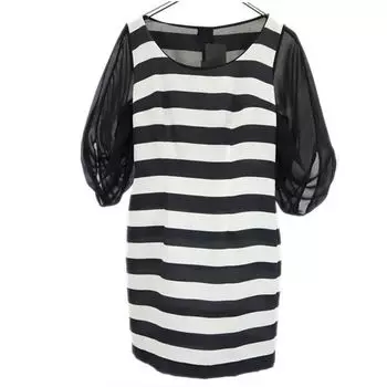 PAOLA FRANI made in Italy border Five-quarter sleeve one piece Women Used