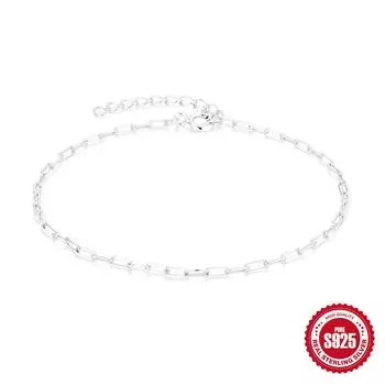 Paper Clip Chain, Simple Daily Wear S925 Sterling Silver Women S Chain Diy Bracelet Classic Basic Model 925 silver серебряный