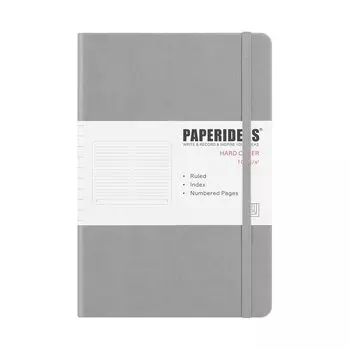 PAPERIDEAS Note A5 Hardcover light (horizontal ruled, gray)