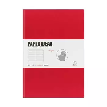 PAPERIDEAS notebook B5 soft cover (horizontal ruled, red)