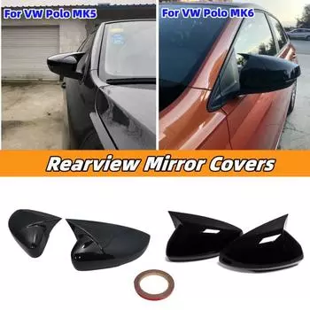 Пара боковых крышек зеркала заднего вида для VW W Polo MK5 6R 6C 2009-2017 для Volkswagen Mk6 AW GTI Gloss Black-Polo MK5