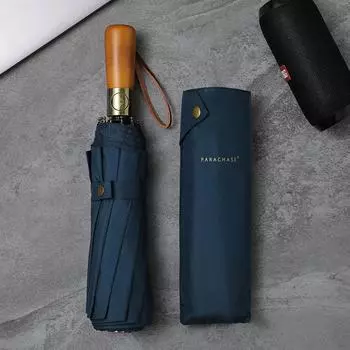 PARACHASE Korean Style Double Layer Windproof Umbrella for Two - Solid Wood Handle, Automatic Open, Large Size