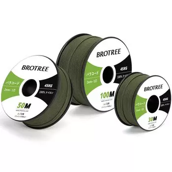 Паракорд Brotree 2 мм 1 сердечник 100 м оттяжка трос палатка веревка тонкая тяга грузоподъемность 45 кг для поделок аксессуары для кемпинга на открытом воздухе армейский зеленый -
