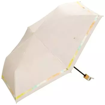 Parasol Folding Umbrella Light Blocking Nuance Line Mini Beige light blocking UV cut for both sun and Rim 50cm Commuting to work or school Stylish бежевый