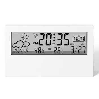 Parhatstor Clock Table Clock Alarm Clock Calendar Day of the Week Display Date Humidity Temperature Snooze Japanese Instruction Manual Included 6