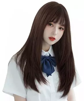 Парик AISI HAIR, длинный прямой парик, полный парик, длинные волосы, натуральный, термостойкий, повседневный, парик для косплея в стиле Харадзюку, Лолита, милый, маленький, с сеткой для лица, подарок на Хэллоуин