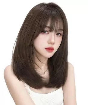 Парик AISIHAIR, средне-коричневый, прямой, полный, длинный, с маленьким лицом, натуральный, в стиле Харадзюку, пушистый, сетчатый, коричневый, полудлинный коричневый