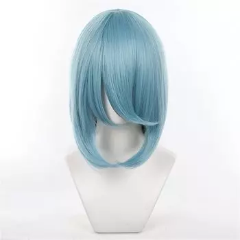 Парик Akixen Versatile Full Blue For Heat, длина волос 40 см, парик, мужской, женский, короткий, прямой, парик, мужчины, женщины, устойчивый, косплей, сетка, событие,