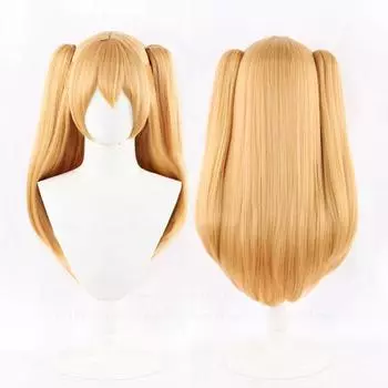 Парик для косплея Amano Ririsa 2.5 Dimensional Seduction 65 см Blonde Clip Ponytails Термостойкие синтетические волосы Аниме-парики + шапочка для парика One Size