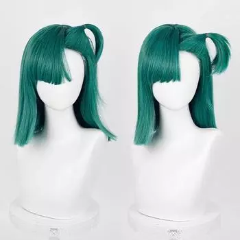Парик для косплея Bulma Anime Buruma короткий зеленый с аксессуаром из термостойких синтетических волос для вечеринки в честь Хэллоуина + шапочка для парика One Size
