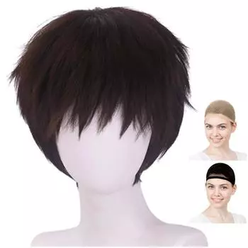 Парик для косплея CaseEden 2 Neon Genie Evangelions Icari Shinji Short DK BROWN White Merche