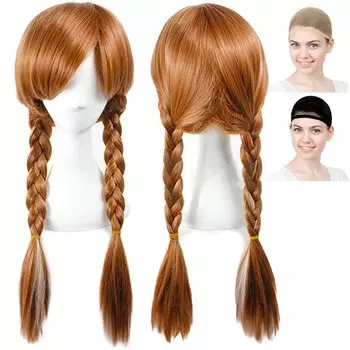 Парик для косплея CaseEden Frozen Frozen Braid Длинный коричневый белый сетчатый парик из 2 париков