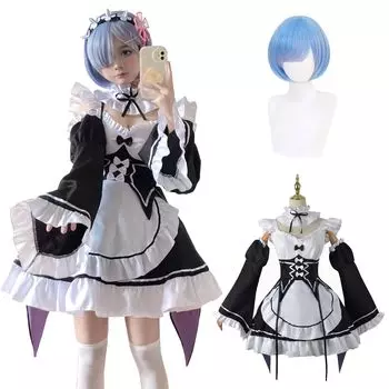 Парик для косплея Rem в комплекте с короткими светло-голубыми волосами Re Zero, костюм для косплея для взрослых, костюм для культурного фестиваля, сценическая одежда, парик для косплея Rem