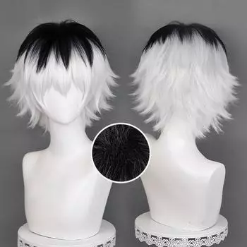 Парик для косплея Sasaki Haise, высококачественный аниме-парик унисекс, черный, белый, смешанный, короткий, термостойкие синтетические волосы, парики + шапочка для парика One Size