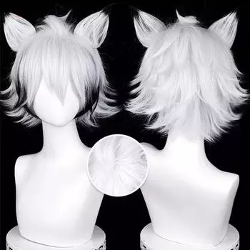 Парик для косплея Von Lycaon Game ZZZ Silver White Black Short Парик из термостойких синтетических волос для Хэллоуина, парики для аниме + шапочка для парика One Size