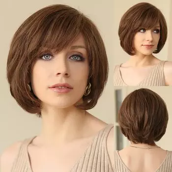 Парик HAIRCUBE, завязанный вручную, кружевной передний парик, парики из 100% натуральных волос для женщин, натуральный многослойный парик, волнистые разные стили для белых женщин коричневый