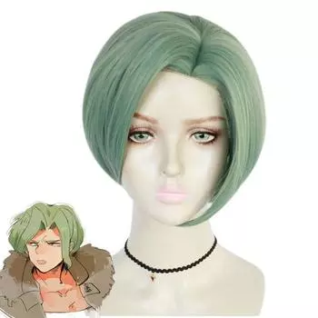 Парик JuzoSakakura Danganronpa, парик для косплея, аниме, волосы для косплея, синтетические термостойкие волосы, Dangan Ronpa JuzoSakakura, косплей One Size зелёный