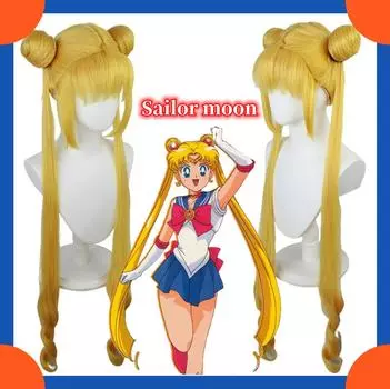 Парик для косплея Sailor Moon, модный длинный прямой парик для женщин золотой