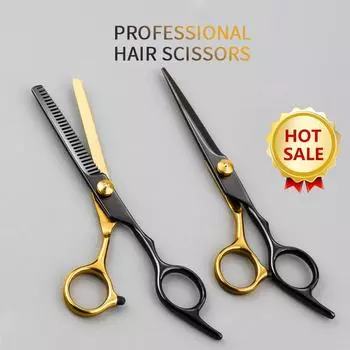 Парикмахерские ножницы Black Gold Barber 6 - специальное предложение для салонов flat shear чёрный/золотой