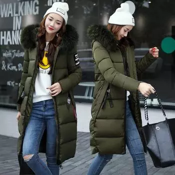 Parkas Mujer Invierno 2024 Новое утепленное пальто с капюшоном Женская куртка Длинные тонкие стеганые пальто из искусственного меха размера плюс 3XL LX834 M чёрный
