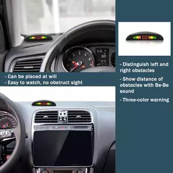 Parking Sensor Car Parking Kit LED Display 4 Sensors 22mm Backlight Reverse Backup Radar Monitor System 12V 8 Colors чёрный