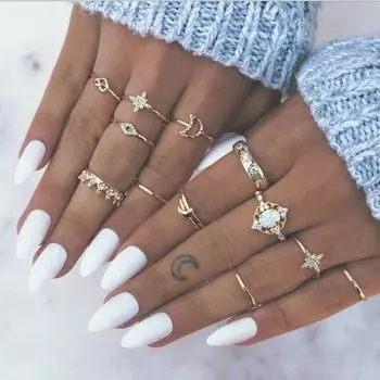 Парные кольца для женщин Anillos Mujer Gold Ring Set Bagues Anillo Bohemian Jewellery Accessories Парные подарки Sygnety Resizable золотой