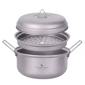 Пароварка Boundless Voyage Titanium Cooking Steaming with Camping 400g Ti2058C Pot, 1.8 Litre, Двуручная кастрюля, Кастрюля, Набор, Пароварка, На открытом воздухе,