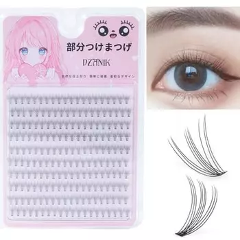 Partial False Eyelashes 10 Bundles Mixed 8~12mm C Curl Self-False Eyelashes for Partial Eyelashes Natural Type ? Achieve beautiful eyes with easy part