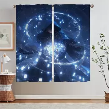 Partition The Devil Moves the Universe Home and Decoration Bathroom Curtain for Living Room Curtains Bedroom Curtains 2 Pieces W50xH70cmx2pcs-CL