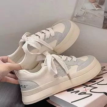 Парусиновые туфли женские Mango Shoes Big Head White Shoes универсальные повседневные туфли на толстой подошве 35