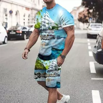 Парусный купальник Coconut Tree Summer Beach, мужской, европейский и американский принт S