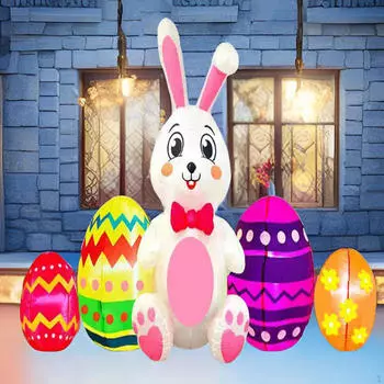 Пасхальное надувное украшение на открытом воздухе, украшение для двора Happy Blow, забавное украшение со светом для
