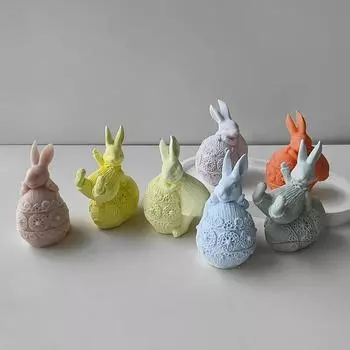 Пасхальное яйцо кролик свеча силиконовая форма 3D кролик гипсовый орнамент цементная форма для самостоятельного изготовления свечей эпоксидная смола форма для украшения дома