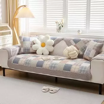 Pastoral Ins Style Cotton Sofa Cushion Four Seasons Universal Non-Slip Seat Cushions Leather Wood Sofa Cover Cover Cloth 70*70cm