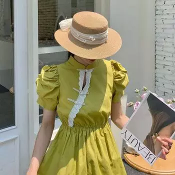 Pastoral Style Summer Straw Hat Spring Summer UV Protection Cap Ins Wide Brim Sun Hat Girls хаки