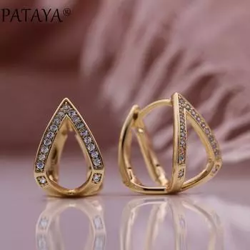PATAYA полые треугольные уникальные серьги-капли для ушей цвета розового золота, свадебные изысканные женские необычные серьги