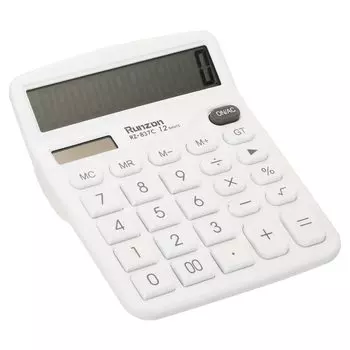 PATIKIL Desk Calculator 12 Digit Large LCD Display Electronic Calculator Solar Battery Dual Power for Home Office Desktop White